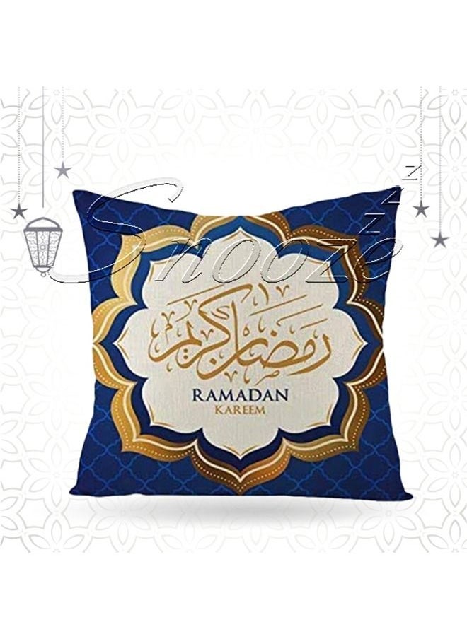 سنوز كوشن رمضان- جولد بلو، 45*45 سم,عبوه قطعه واحده  - Image 1