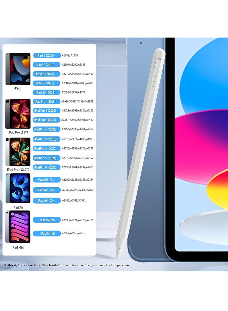 قلم لمس لجهاز iPad، قلم Apple iPad سريع الشحن لمدة 13 دقيقة مع رفض راحة اليد، حساسية للإمالة، يعمل من أجل 2018-2023 iPad Air 3/4/5، iPad Mini 5/6، iPad 6/7/8/9/10، iPad برو 11 - Image 5
