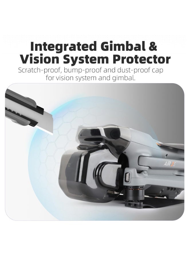 Air 3S Lens Cap Gimbal Guard Protector, Camera Lens Cap Protective Lens Cover For DJI Air 3S Drone Accessories, Gimbal Lens Hood Cover Props Fixator Holder Lens Cover Dustproof Cap Accessories - Image 3