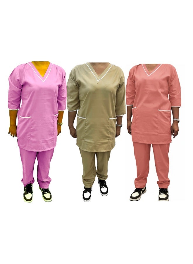 3 قطعه بدلة تنظيف موحدة للعمالة المنزلية - Image 1