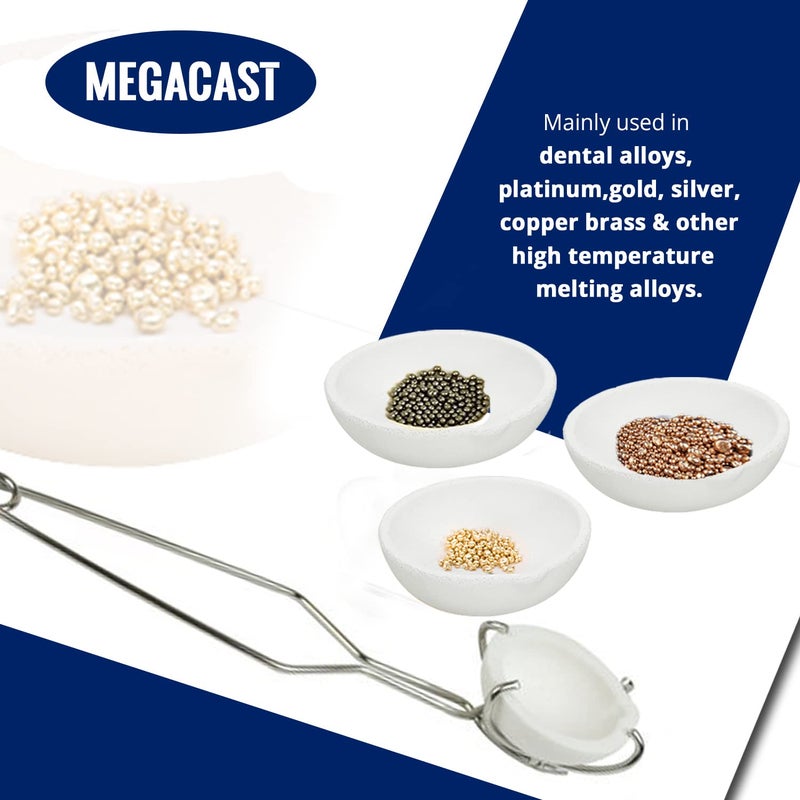 MegaCast Small Melting Ceramic Crucible Dish Cup Set of 2 Melting Gold Silver Copper Whip Tongs Handle 2A - Image 5