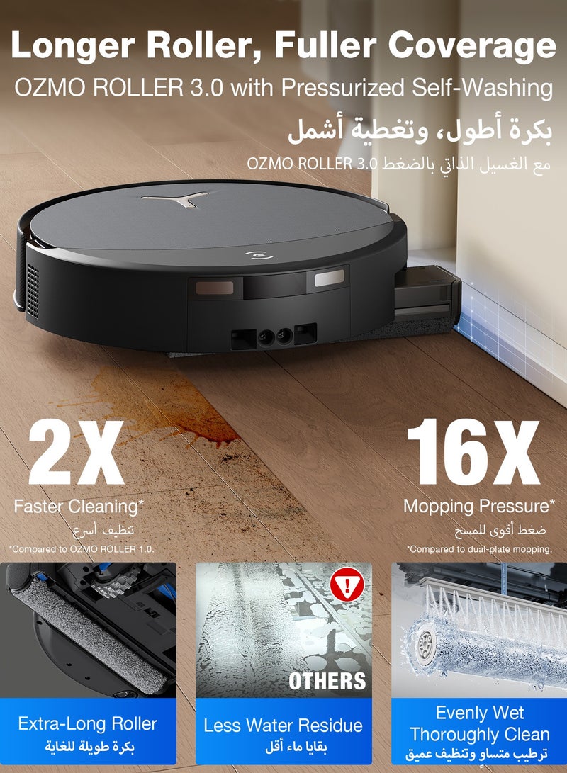 ECOVACS DEEBOT T90 PRO OMNI Robot Vacuum and Mop, 30,000Pa Suction, Instant Self-Cleaning OZMO Roller Mop, TruEdge Deep Edge Cleaning, ZeroTangle, Hot Water Wash & 145°F Air Dry, AI Obstacle Avoidance 4 L 65 W DEEBOT T90 PRO OMNI black - Image 2