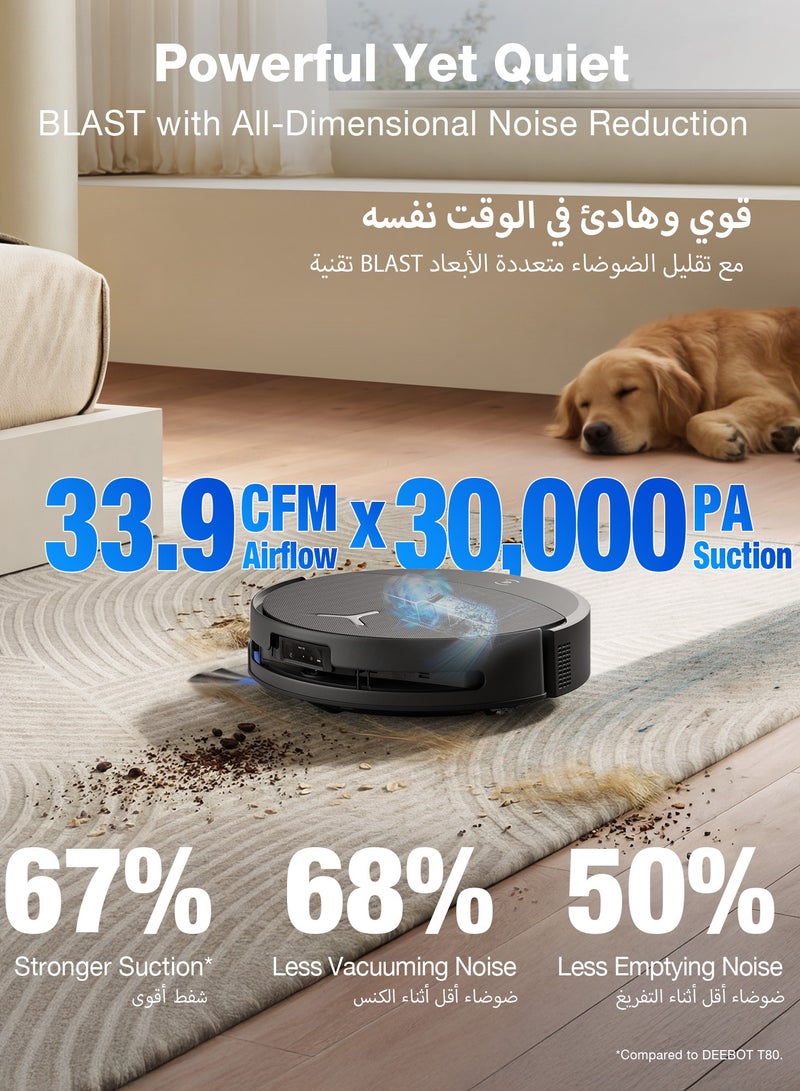 ECOVACS DEEBOT T90 PRO OMNI Robot Vacuum and Mop, 30,000Pa Suction, Instant Self-Cleaning OZMO Roller Mop, TruEdge Deep Edge Cleaning, ZeroTangle, Hot Water Wash & 145°F Air Dry, AI Obstacle Avoidance 4 L 65 W DEEBOT T90 PRO OMNI black - Image 3
