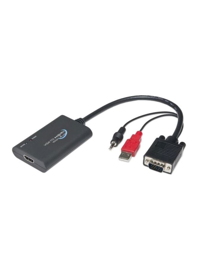 Universal VGA To HDMI Converter With Audio Support Adapter Black/Red - Image 2