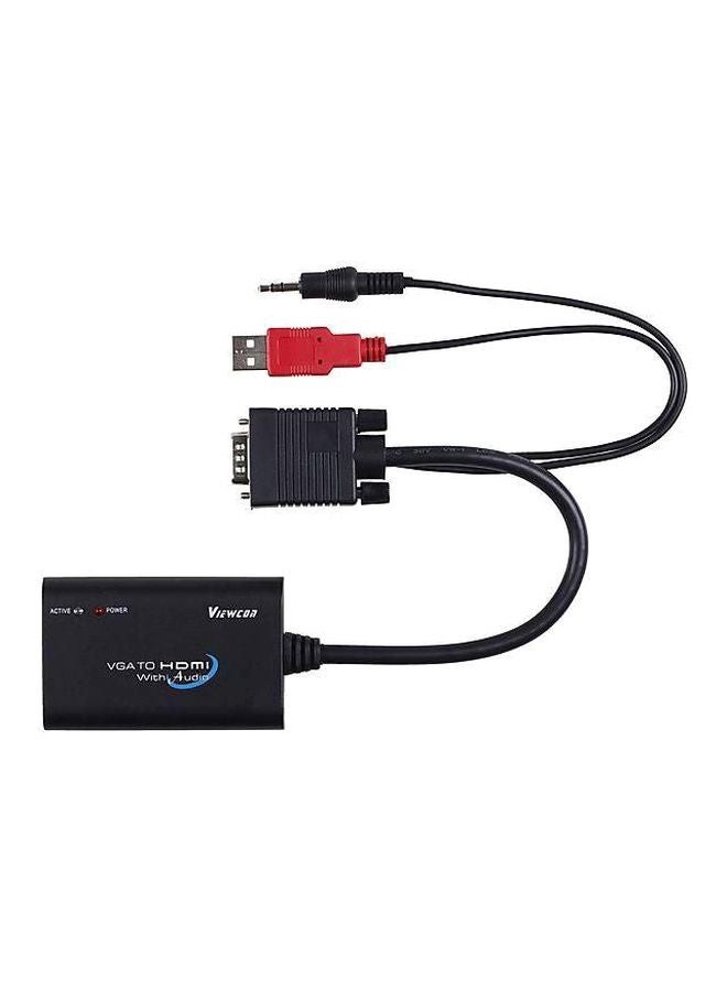 Universal VGA To HDMI Converter With Audio Support Adapter Black/Red - Image 1