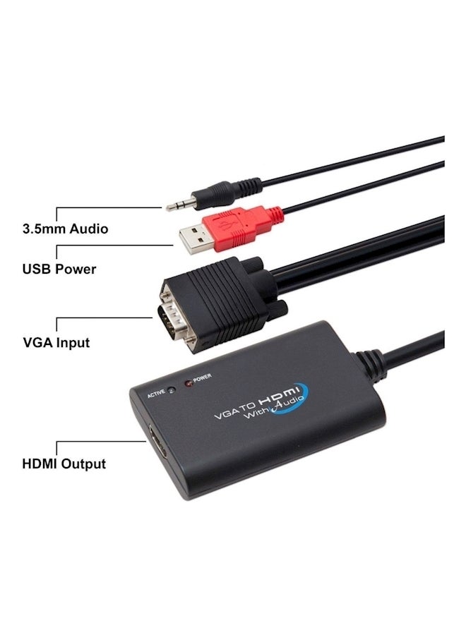Universal VGA To HDMI Converter With Audio Support Adapter Black/Red - Image 4