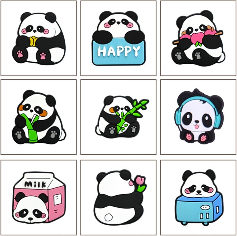 25PCS Kawaii Panda Shoe Charms, Cute Company Shoe Decoration Charms for Sandals Clogs Bracelets, CLOG Charms Accessories Girls Boys Birthday Festival Gift, Silicone, No Gemstone - Image 3