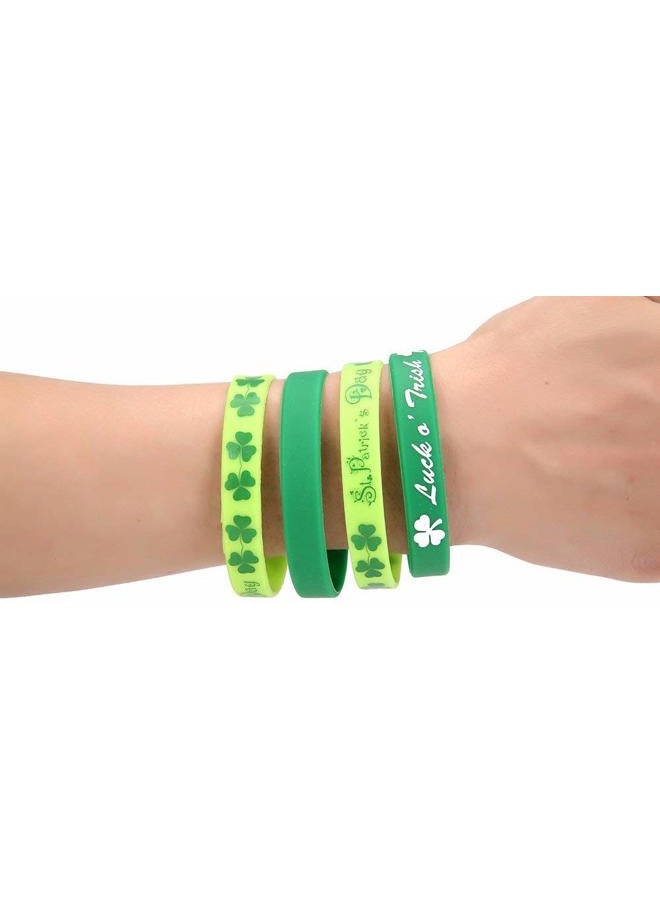 Moon Boat 65Pcs St. Patrick's Day Shamrock Rubber Wristbands Bracelets - Party Favors Supplies Gifts Decorations - Image 4