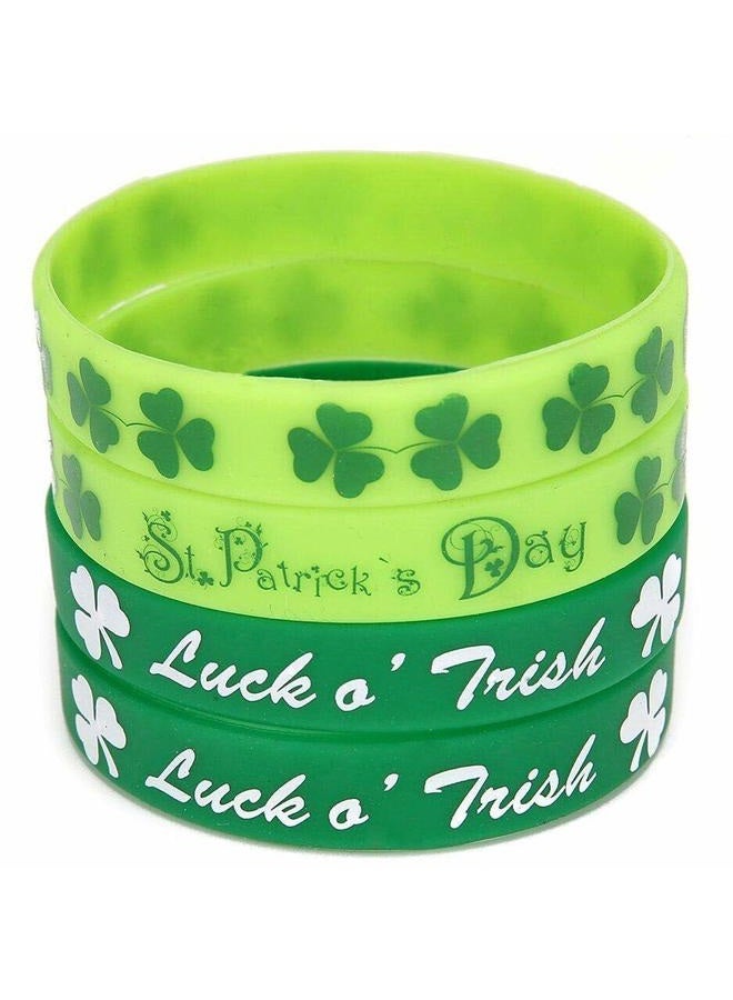 Moon Boat 65Pcs St. Patrick's Day Shamrock Rubber Wristbands Bracelets - Party Favors Supplies Gifts Decorations - Image 1