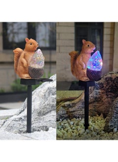 Y&D 2 Pieces Crystal Squirrel Model Solar LED Lights Effect Garden Light Auto On OR Off Dust To Dawn Outdoor Waterproof Landscape Decoration Solar Powered Security Torch Light  - Image 1