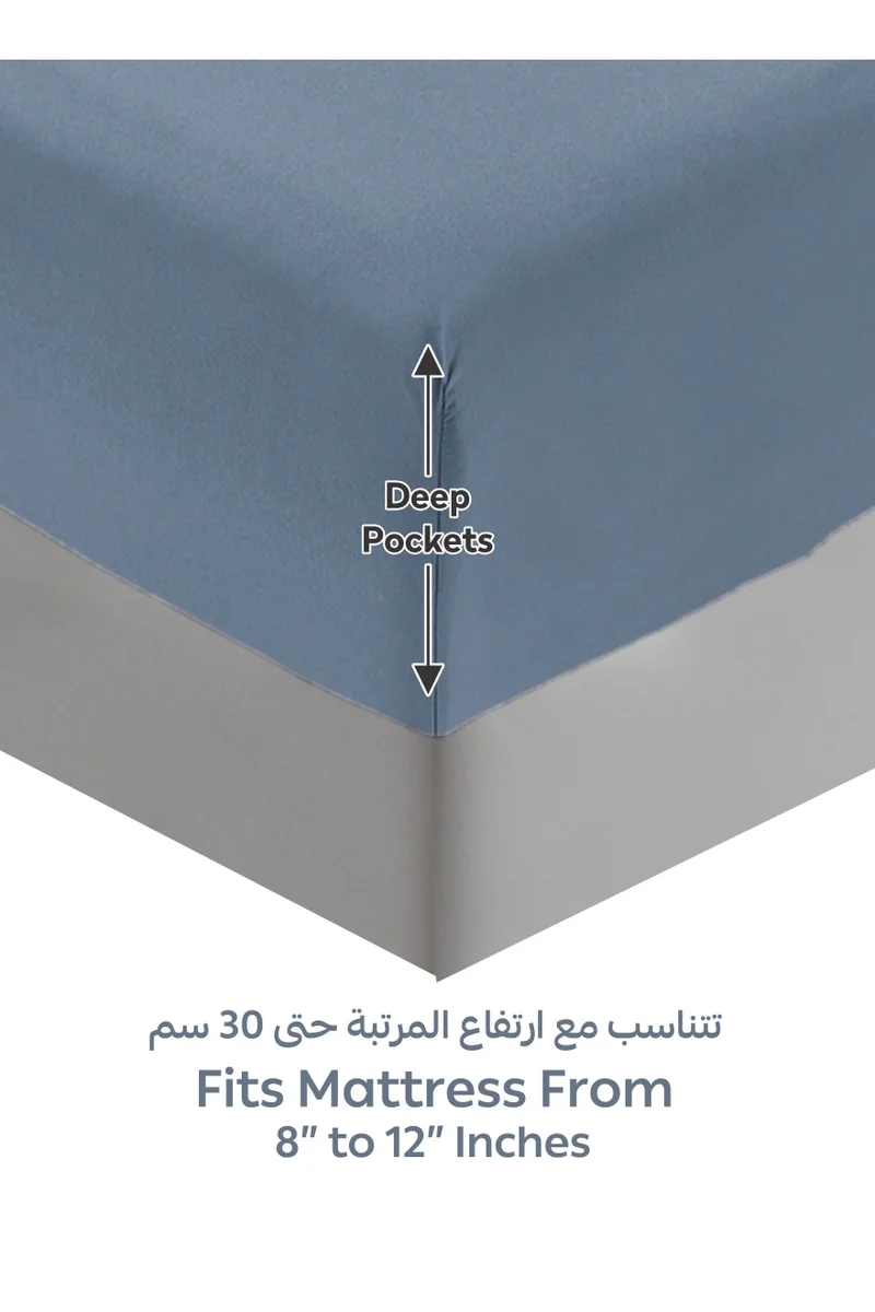 دوناتيلا Bedding Fitted Sheet - Fits 120x200 Cm For Single Bed - 2 Pcs (1 Fitted Sheet and 2 Pillowcases) - 35 Cm Deep Pocket - Solid Bed Sheet