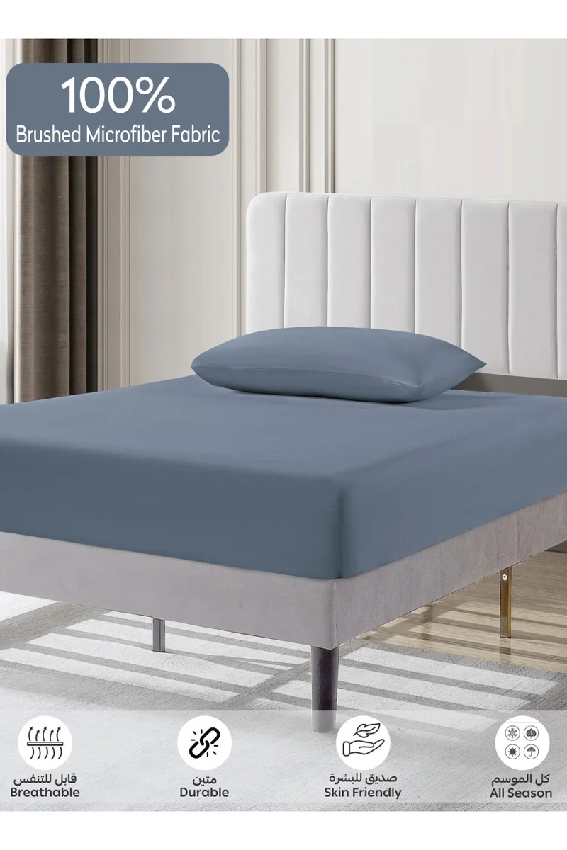 دوناتيلا Bedding Fitted Sheet - Fits 120x200 Cm For Single Bed - 2 Pcs (1 Fitted Sheet and 2 Pillowcases) - 35 Cm Deep Pocket - Solid Bed Sheet