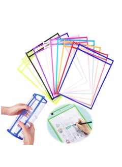 Y&D Dry-Erase Pockets, Clear Reusable Plastic Sleeves Assorted Colors Special Design Waterproof Pocket for Classroom, School, Office, Home Teachers, Students, Home, Offices and More  - Image 1