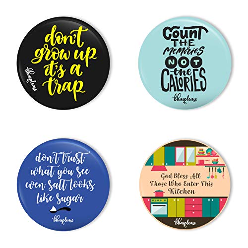 Bhai Please Round Fridge Magnet | Don't Grow Up, Count The Memories, Don't Trust What You See, God Bless All | Colourful Shiny Strong Magnet (Pack of 4 pcs) Size: 2.2 inches Round Shape - Image 1