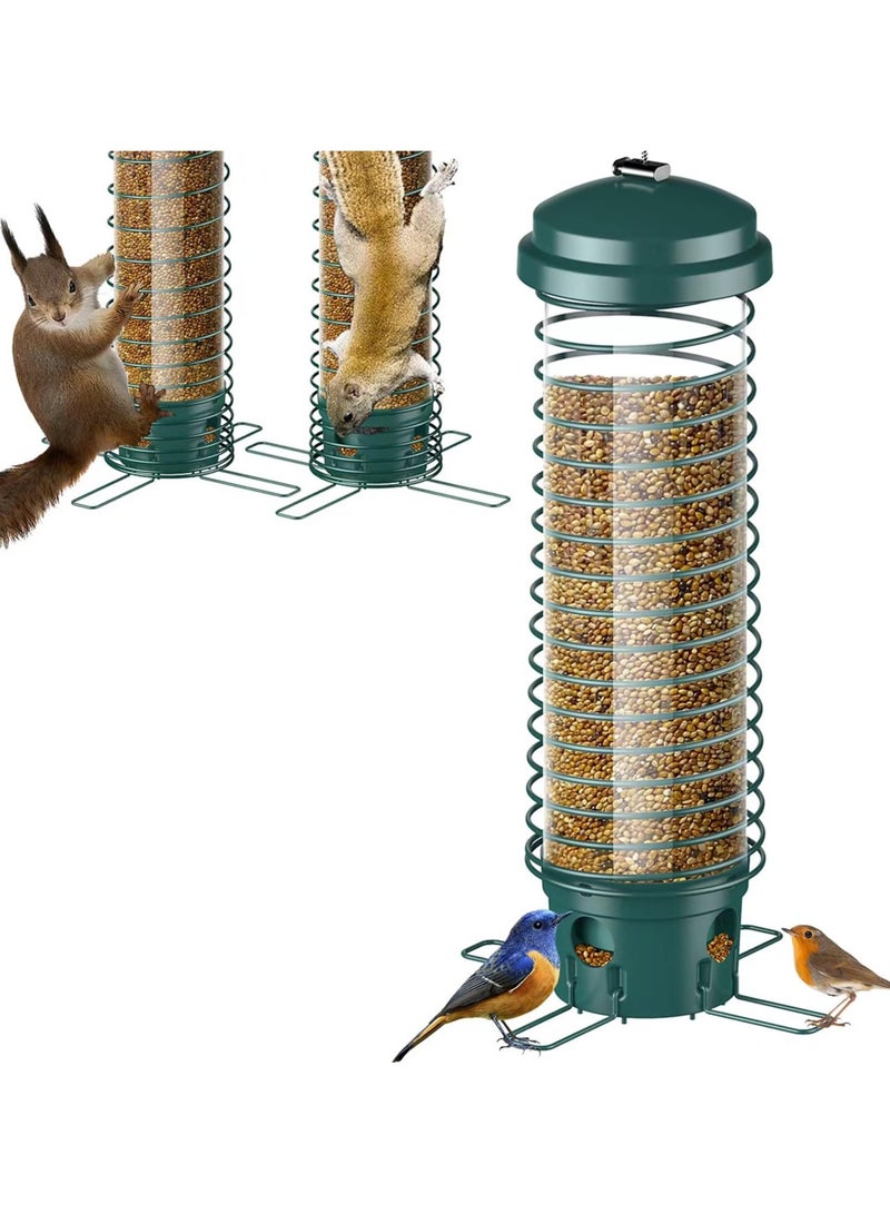 Generic Bird Feeder for Outdoors Squirrel Proof Bird Feeders for Outside Hanging, Metal Wild Bird Seed Feeders for Bluebird, Cardinal, Finch, Sparrow, Blue Jay, 4 Ports, Chew-Proof, Weather-Resistant  - Image 1