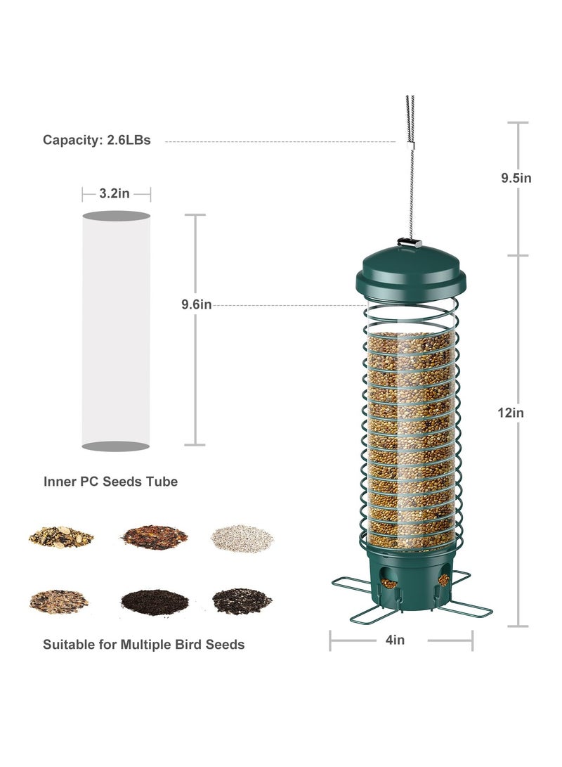 Generic Bird Feeder for Outdoors Squirrel Proof Bird Feeders for Outside Hanging, Metal Wild Bird Seed Feeders for Bluebird, Cardinal, Finch, Sparrow, Blue Jay, 4 Ports, Chew-Proof, Weather-Resistant  - Image 4