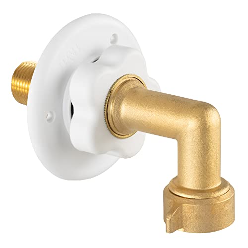 RecPro RV Camper Motorhome Trailer Marine White City Water Fill Inlet Flange Brass with Check Valve (with Hose Elbow) - Image 1