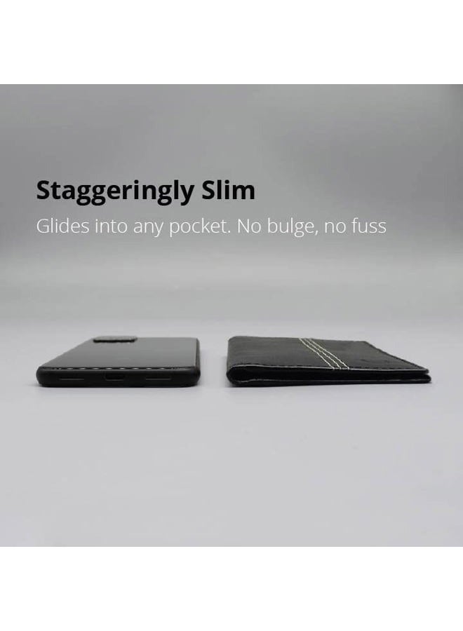 PELLE TORO Minifold Men's Leather Wallet with RFID Blocking Slim Contactless Handmade Minimalist in Gift Box for Men, Charcoal, One Size, Unique - Image 5