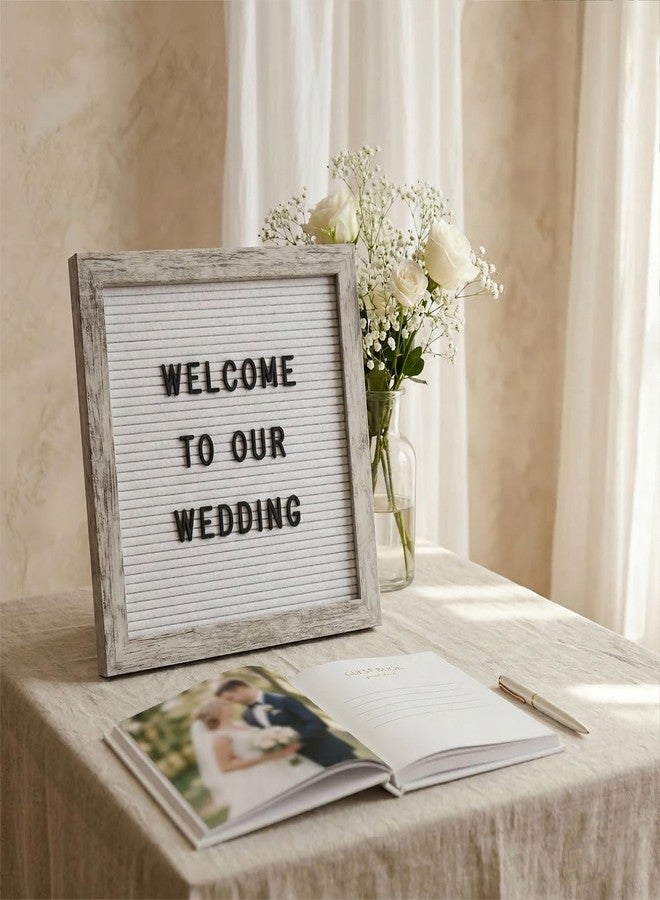 C CRYSTAL LEMON Rustic White Felt Letter Board 10x10 Inch, 336 Letters Numbers & Symbols, Changeable Message Board with Wooden Frame, Wall Mount or Stand - Image 2