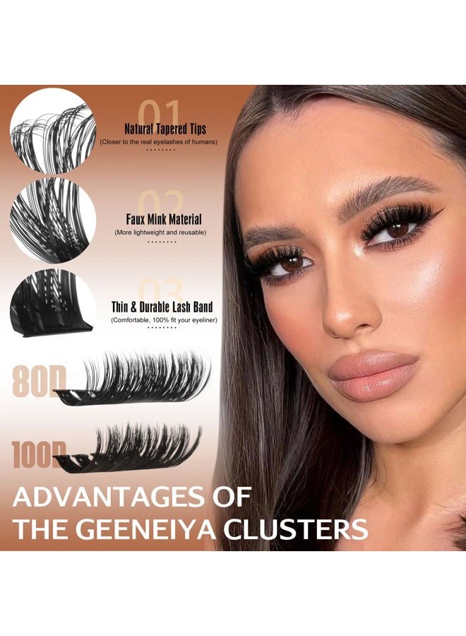 Geeneiya Volume Lash Clusters Kit DIY Lash Extension Kit D Curl Eyelash Extensions with White Lash Bond and Seal Waterproof Tweezers, 10-18MM Cluster Lashes with White Lash Glue - Image 3