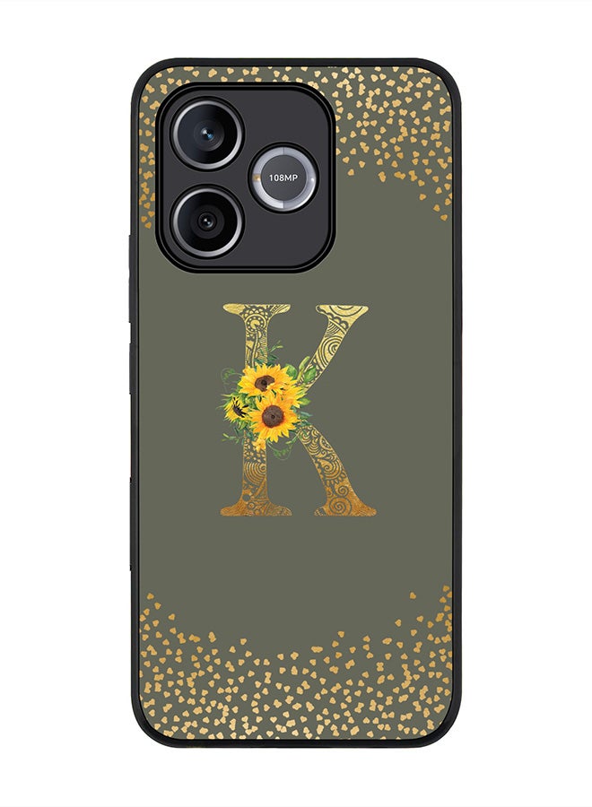 Stylizedd For Honor 600 Lite / 500 Smart / Honor X80i Case,Slim fit Camera Protection, Shockproof Thin Phone cover  - Custom Floral Monogram - K  (Olive Green ) - Image 1