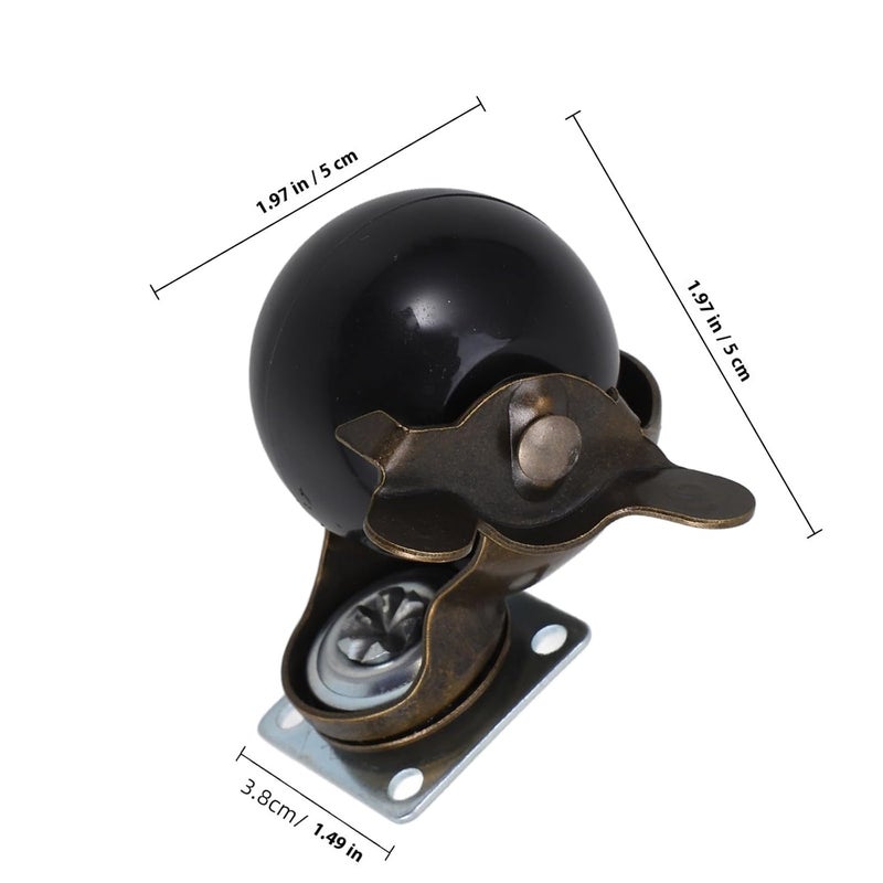 Antique Bronze Plate Caster Wheels 4 Pack with Brake Swivel Ball Casters for Furniture - Image 3