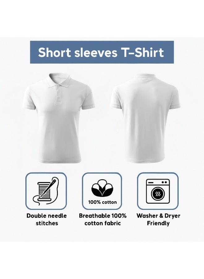 برينت شوب فور مي تي شيرت بولو نسائي من Interlock بقصّة عادية وأكمام قصيرة من القطن الخالص، 220 جرام لكل متر مربع، ألوان أساسية - Image 4