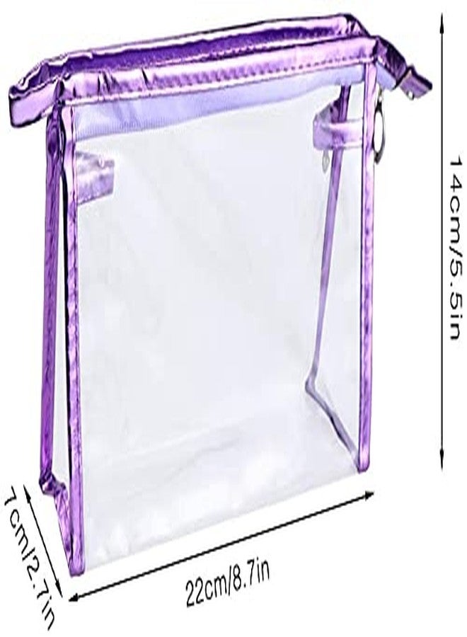 Meetory 5 PCS Clear Waterproof Cosmetic Bag with Zipper, PVC Transparent Plastic Makeup Organizing Bags Travel Toiletry Pouch for Bathroom, Vacation and Organizing - Image 3