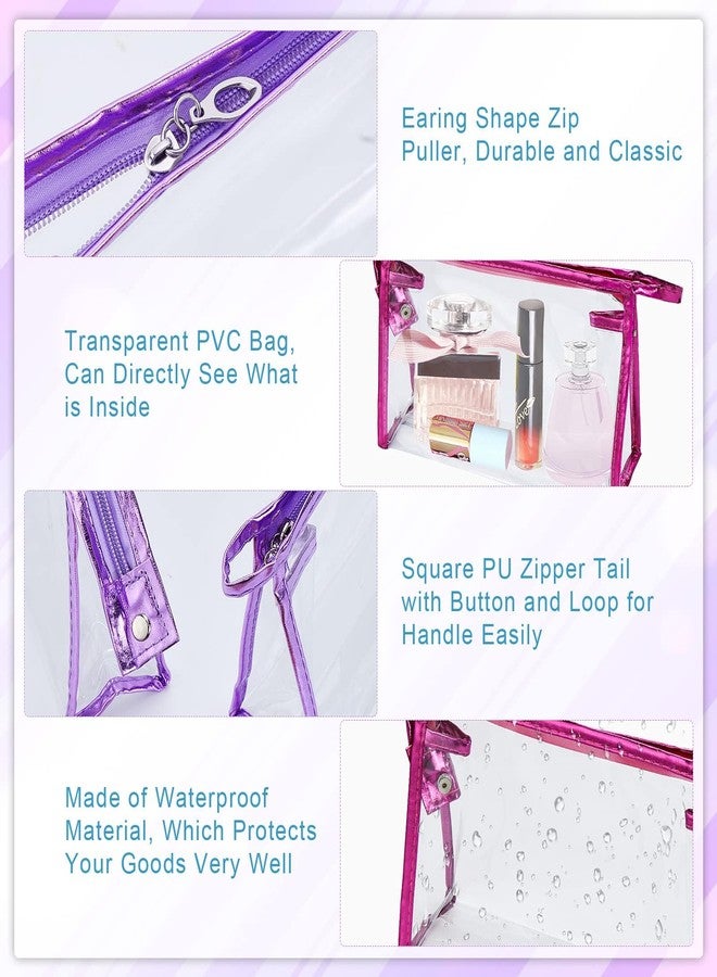 Meetory 5 PCS Clear Waterproof Cosmetic Bag with Zipper, PVC Transparent Plastic Makeup Organizing Bags Travel Toiletry Pouch for Bathroom, Vacation and Organizing - Image 4