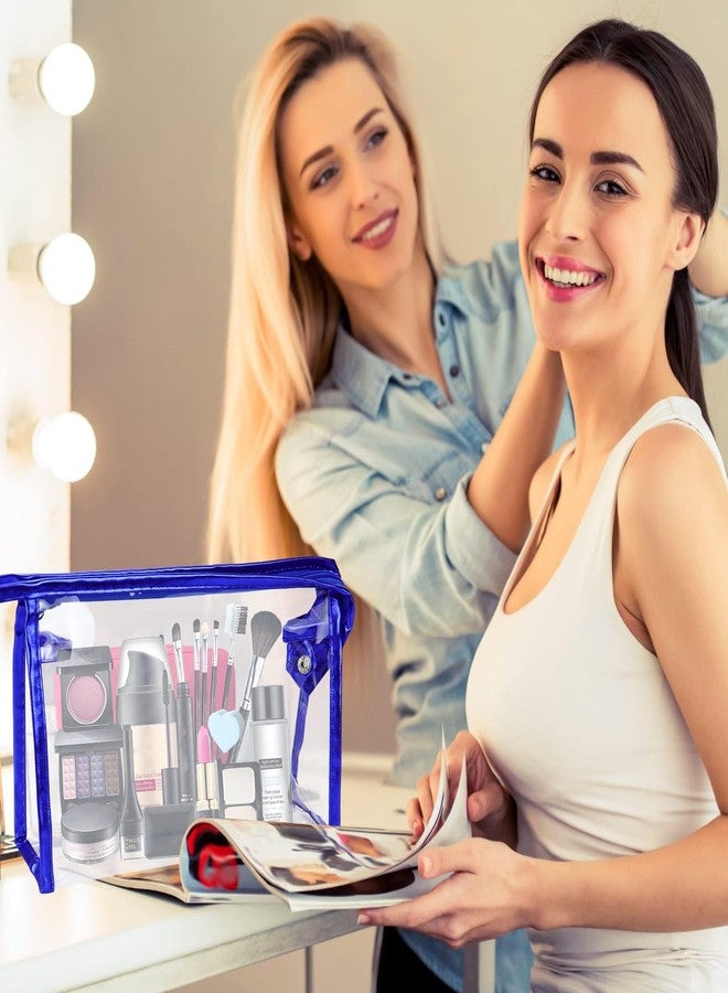 Meetory 5 PCS Clear Waterproof Cosmetic Bag with Zipper, PVC Transparent Plastic Makeup Organizing Bags Travel Toiletry Pouch for Bathroom, Vacation and Organizing - Image 2