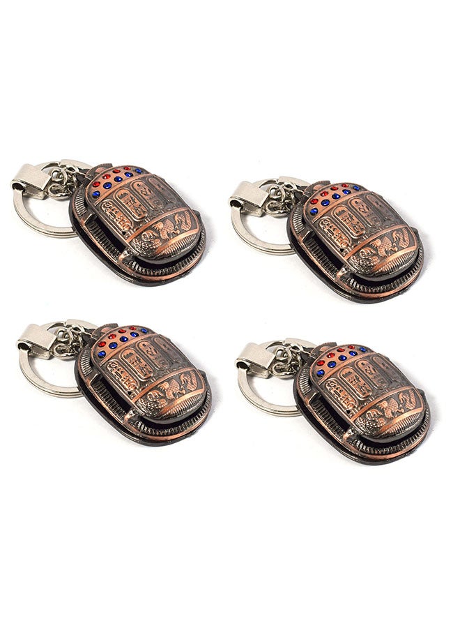 4 pieces of  immatgar pharaonic Big Hollow Scarab keychain Egyptian souvenirs gifts from egypt Authentic Pharaoh (Burnt Red)