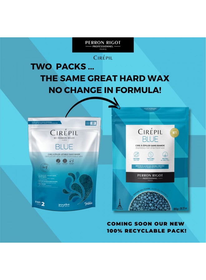 Cirepil - Blue - 800g Wax Beads - Unscented for Sensitive Skin - Disposable Blue Wax Refill - Fluid Gel Texture, Easy Removal, Peel-Off - No Strip Needed - Image 2