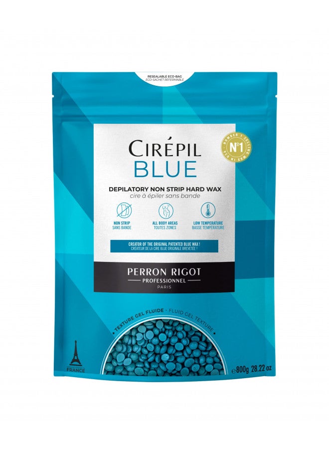 Cirepil - Blue - 800g Wax Beads - Unscented for Sensitive Skin - Disposable Blue Wax Refill - Fluid Gel Texture, Easy Removal, Peel-Off - No Strip Needed - Image 1