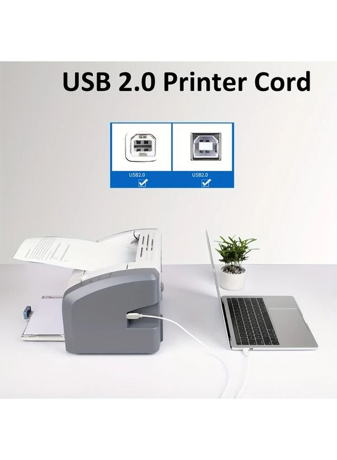 USB A to B Printer Cable 40 Inch White High Speed Compatible HP Canon Brother - Image 5