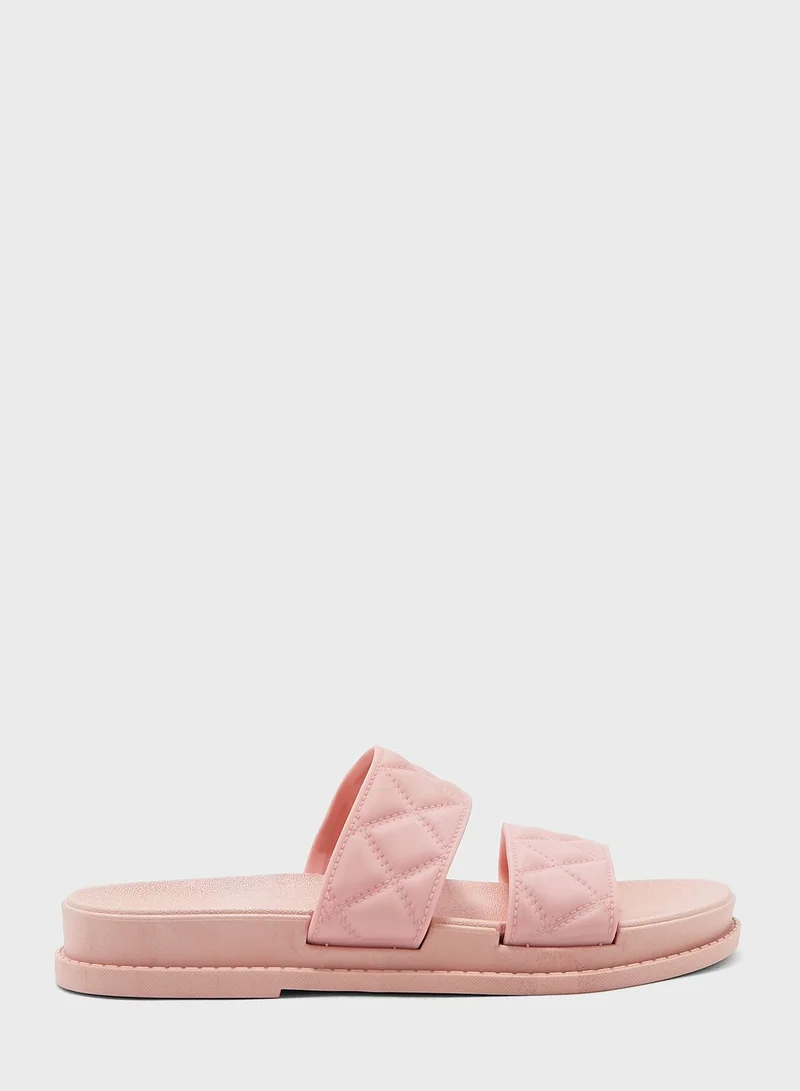 Ginger Quitled Double Strap Slides