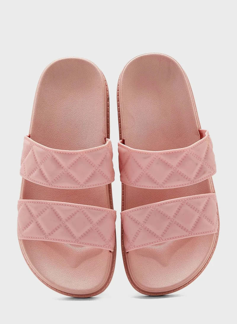 Ginger Quitled Double Strap Slides