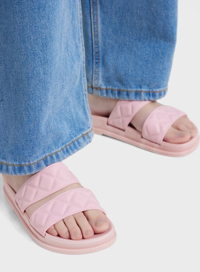 Ginger Quitled Double Strap Slides