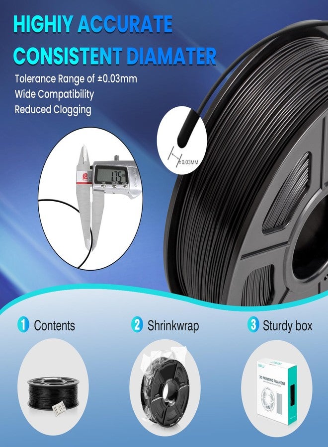 SUNLU TPU 3D Printer Filament, 1 kg High Speed 95A TPU Filament 1.75 mm, Flexible 3D Filament for Fast Printing, Dimensional Accuracy +/-0.03 mm (Black) - Image 5
