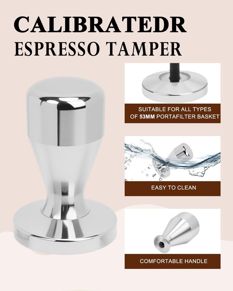 PROKITCHEN Espresso Kit, 350ml Espresso Milk Frothing Pitcher, 53mm Espresso Tamper, WDT Tool, 53.5mm Puck Screen, Dessert Spoons, Tamper Mat, Latte Art Pen &16 PCS Coffee Decorating Stencils - Image 3