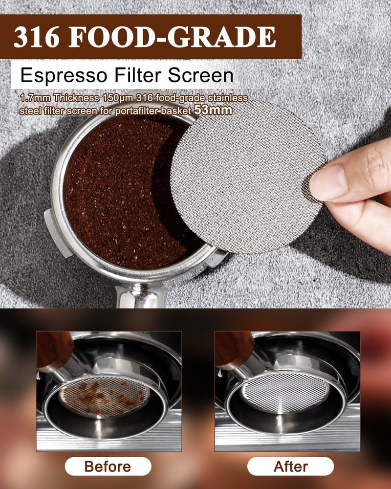 PROKITCHEN Espresso Kit, 350ml Espresso Milk Frothing Pitcher, 53mm Espresso Tamper, WDT Tool, 53.5mm Puck Screen, Dessert Spoons, Tamper Mat, Latte Art Pen &16 PCS Coffee Decorating Stencils - Image 4