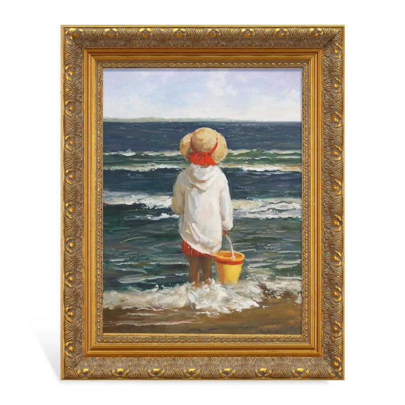 FOLKOR Solid Wood Frame for 8x10 Canvas Paintings, Finished Antique Ornate Canvas Frame for Oil Painting Art Prints, 8x10 Gold Frame for Home Living Room Wall Decor (Empty Frame, No Backboard) - Image 1