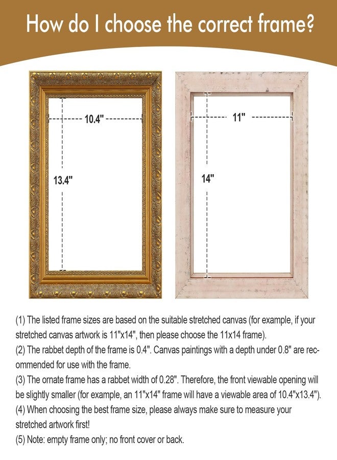 FOLKOR Solid Wood Frame for 8x10 Canvas Paintings, Finished Antique Ornate Canvas Frame for Oil Painting Art Prints, 8x10 Gold Frame for Home Living Room Wall Decor (Empty Frame, No Backboard) - Image 4