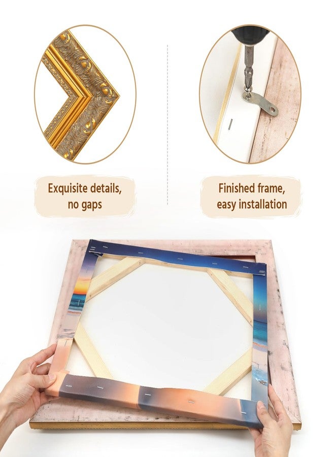 FOLKOR Solid Wood Frame for 8x10 Canvas Paintings, Finished Antique Ornate Canvas Frame for Oil Painting Art Prints, 8x10 Gold Frame for Home Living Room Wall Decor (Empty Frame, No Backboard) - Image 5