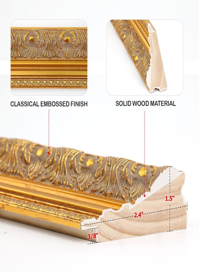 FOLKOR Solid Wood Frame for 8x10 Canvas Paintings, Finished Antique Ornate Canvas Frame for Oil Painting Art Prints, 8x10 Gold Frame for Home Living Room Wall Decor (Empty Frame, No Backboard) - Image 3