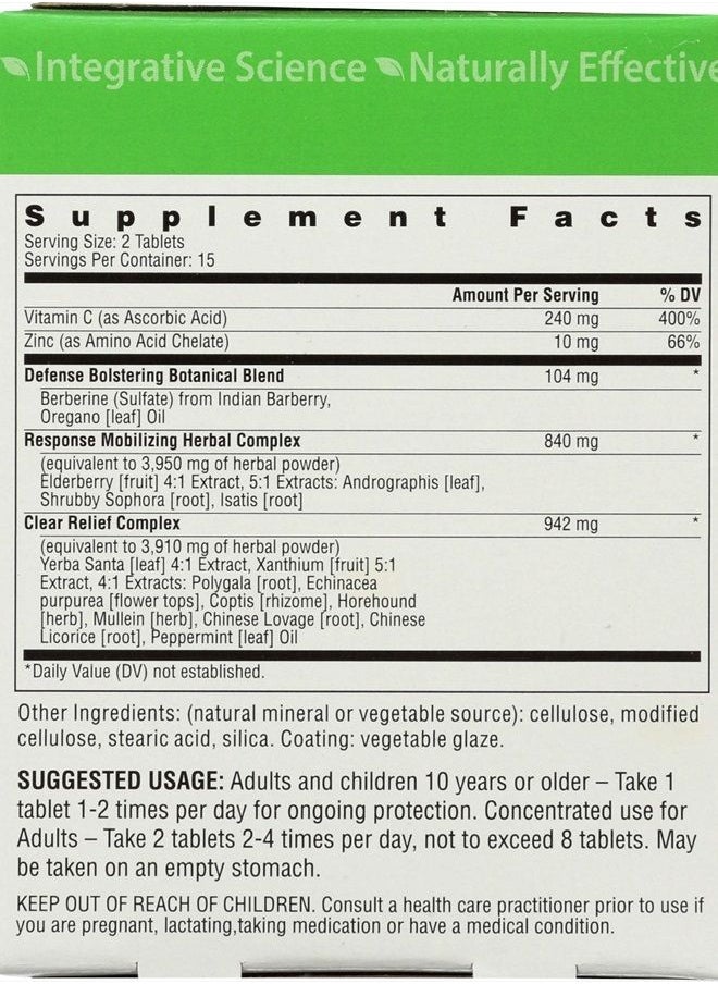Rainbow Light - Counter Attack - Vitamin C and Zinc Supplement; Vegan and Gluten-Free; Herbal Blend Provides Immune Support, Boosts Immune System Health and Response - 30 Tablet Blister Box - Image 1