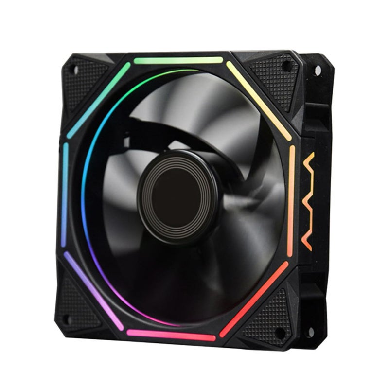 مروحة تبريد 120 مم ARGB ملحق علبة الكمبيوتر هادئة وفعالة في التبريد مع مزامنة ضوء RGB - Image 2