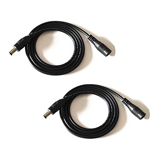 HUALAND 2PCS 3.28ft Black 5.5mm x 2.1mm DC Plug Extension Cable for Power Adapter 12v dc Extension 5.5mm x 2.1mm Extension 22AWG - Image 1