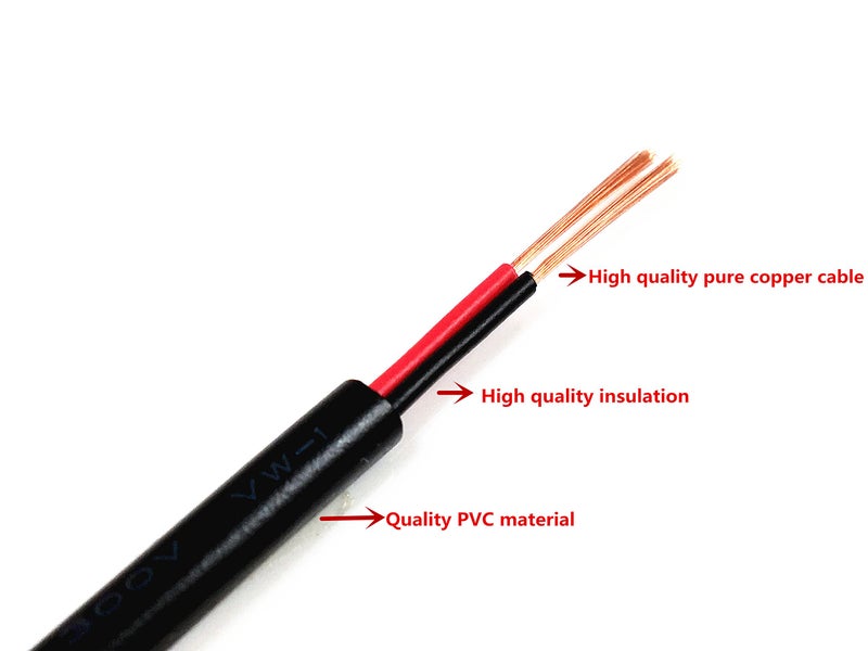 HUALAND 2PCS 3.28ft Black 5.5mm x 2.1mm DC Plug Extension Cable for Power Adapter 12v dc Extension 5.5mm x 2.1mm Extension 22AWG - Image 4