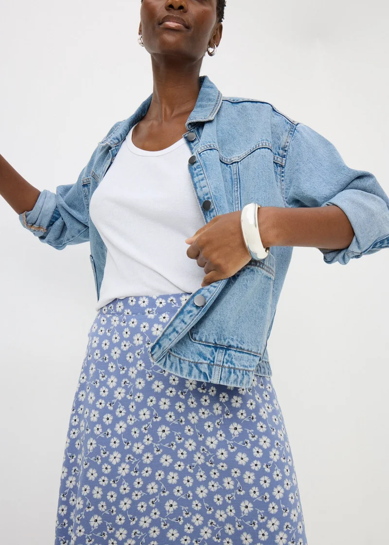 Matalan Blue Floral Pull On Midaxi Skirt