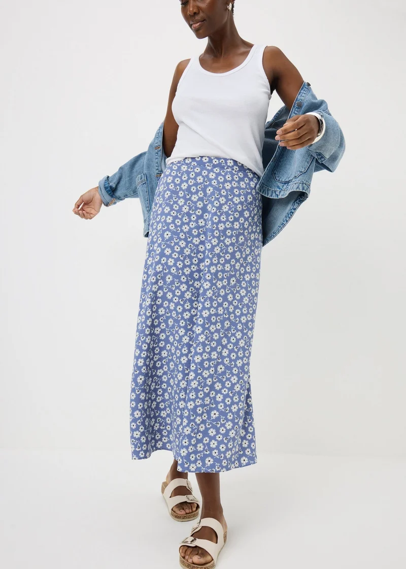 Matalan Blue Floral Pull On Midaxi Skirt